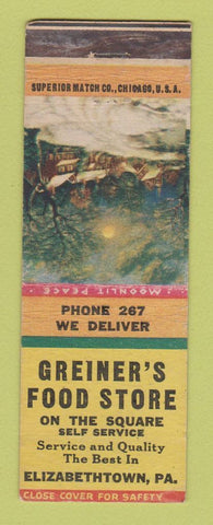 Matchbook Cover - Greiner's Food Store Elizabethtown PA Christmas