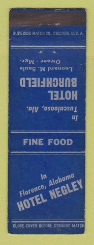 Matchbook Cover - Hotel Negley Burchfield Florence Tuscaloosa AL
