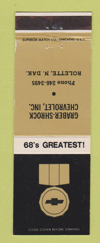 Matchbook Cover - 1968 Chevrolet Graber Shrock Rolette ND