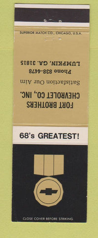 Matchbook Cover - 1968 Chevrolet Fort Bros Lumpkin GA