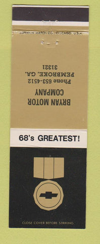 Matchbook Cover - 1968 Chevrolet Bryan Motors Pembroke GA