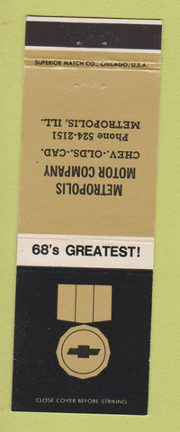 Matchbook Cover - 1968 Chevrolet Metropolis Oldsmobile Cadillac Metropolis IL