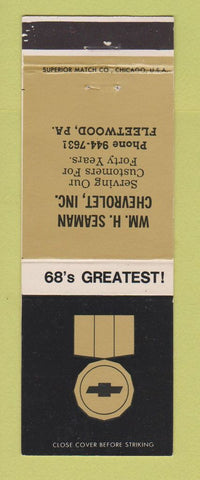 Matchbook Cover - 1968 Chevrolet WM Seaman Fleetwood PA