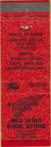 Matchbook Cover - Red Wing Shoe Store Visalia CA red