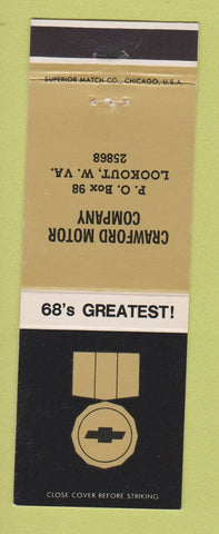 Matchbook Cover - 1968 Chevrolet Crawford Lookout WV
