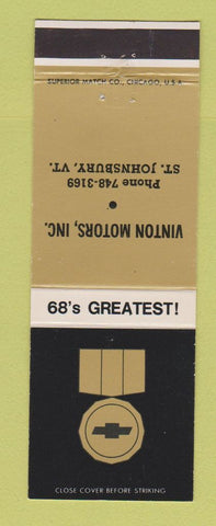 Matchbook Cover - 1968 Chevrolet Vinton Motors St Johnsbury VT