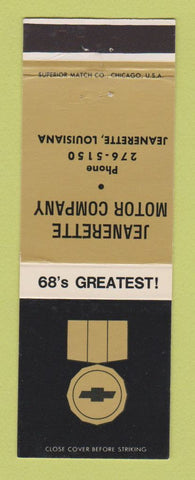 Matchbook Cover - 1968 Chevrolet Jeanerette LA