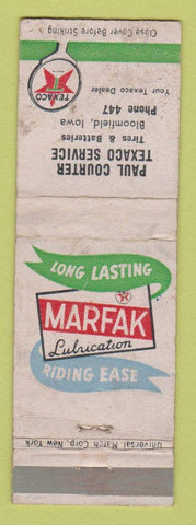 Matchbook Cover - Paul Courter Texaco oil gas Bloomfield IA WORN