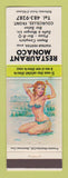 Matchbook Cover - Restaurant Monaco QC pinup