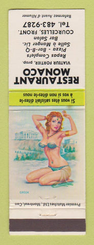 Matchbook Cover - Restaurant Monaco QC pinup