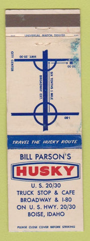 Matchbook Cover - Bill Parson's Husky oil gas Boise ID WORN