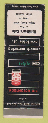 Matchbook Cover - Cities oil gas Hamilton's Cafe Maple Leaf MN WORN