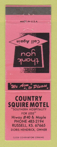 Matchbook Cover - Country Squire Motel Russell KS