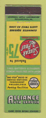 Matchbook Cover - Alliance Auto Service Cities oil gas WEAR