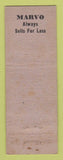 Matchbook Cover - Marvo oil gas Fitchburg Ayer Gardner North Adams MA WEAR