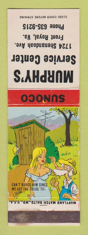 Matchbook Cover - Murphy's Sunoco oil gas Front Royal VA hillbilly