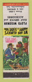 Matchbook Cover - Floyd Wiseman Gulf oil gas Jeffersonville IN hillbilly