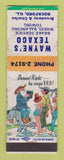 Matchbook Cover - Wayne's Texaco oil Gas Rockford IL hillbilly WORN