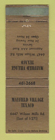 Matchbook Cover - Mayfield Village Texaco oil gas OH WEAR
