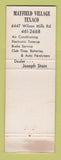 Matchbook Cover - Mayfield Village Texaco oil gas OH WEAR