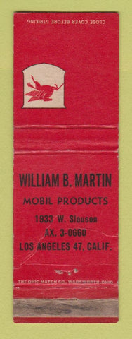 Matchbook Cover - Mobil oil gas William Martin Los Angeles CA WORN