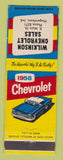 Matchbook Cover - 1958 Chevrolet Wilkinson Hagerstown IN
