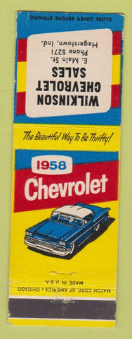 Matchbook Cover - 1958 Chevrolet Wilkinson Hagerstown IN