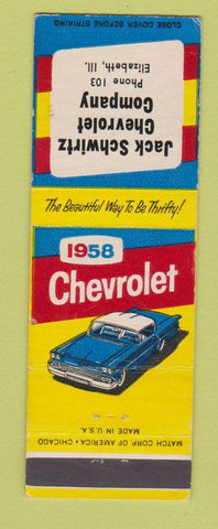Matchbook Cover - 1958 Chevrolet Jack Schwirtz Elizabeth IL