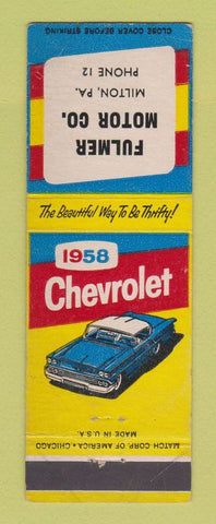 Matchbook Cover - 1958 Chevrolet Fulmer Milton PA
