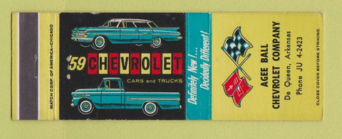 Matchbook Cover - 1959 Chevrolet Agee Ball De Queen AR
