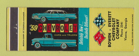 Matchbook Cover - 1959 Chevrolet Bowen Everett Vienna GA