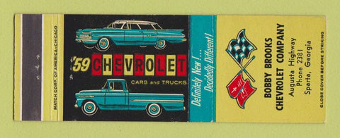 Matchbook Cover - 1959 Chevrolet Bobby Brooks Sparta GA