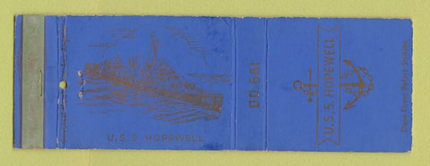 Matchbook Cover - USS Hopewell Navy WEAR
