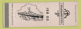 Matchbook Cover - USS Rupertus Navy