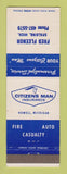 Matchbook Cover - Citizens Man Insurance Fred Fleenor Spalding MI