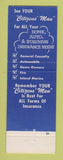 Matchbook Cover - Citizens Man Insurance Fred Fleenor Spalding MI