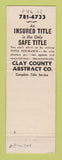 Matchbook Cover - Clay County Abstract Title Insurance Liberty MO