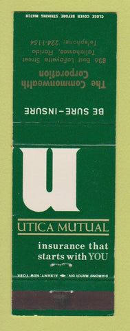 Matchbook Cover - Utica Mutual Insurance Tallahassee FL