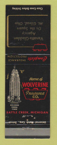 Matchbook Cover - Wolverine Insurance Vanatta Gladden Mount Gilead OH