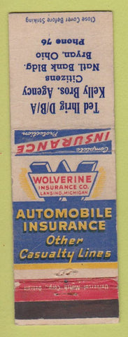 Matchbook Cover - Ted Ihrig Kelly Bros Insurance Bryan OH WEAR