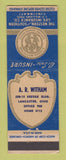 Matchbook Cover - Western and Southern Life Insurance AR Witham Lancaster OH