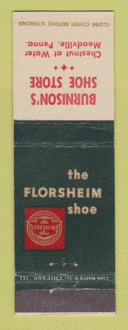 Matchbook Cover - Florsheim Shoes Burnison's Meadville PA