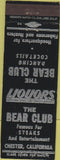 Matchbook Cover - The Bear Club Restaurant Bar Chester CA