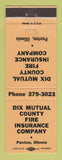 Matchbook Cover - Dix Mutual Fire Insurance Paxton IL PEACH