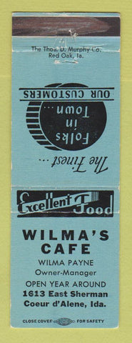 Matchbook Cover - Wilma's Cafe Coeur D'Alene ID WEAR