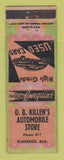 Matchbook Cover - DB Killen's Auto Sales Florence AL WORN