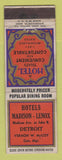 Matchbook Cover - Hotels Madison Lenox Detroit MI