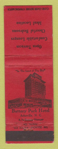 Matchbook Cover - Battery Park Hotel Asheville NC