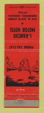 Matchbook Cover - L Rancho Motor Hotel Redmond OR girlie ORANGE WEAR