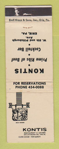 Matchbook Cover - Kontis Restaurant Erie PA WEAR
